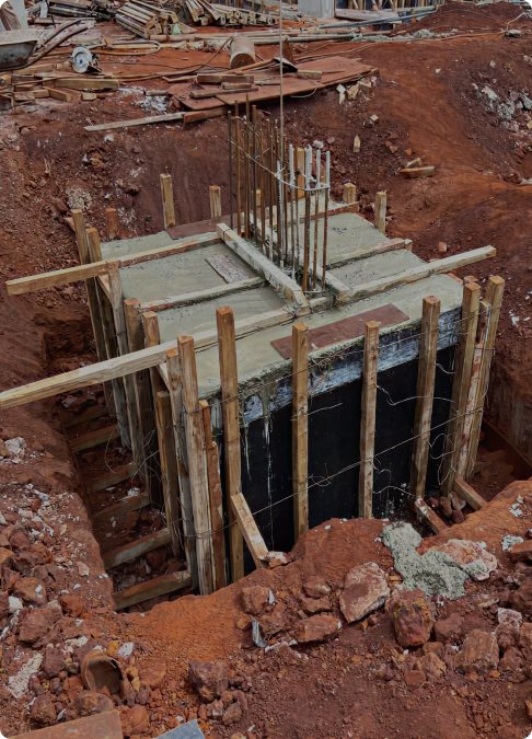 Execução de fundações em obra de engenharia